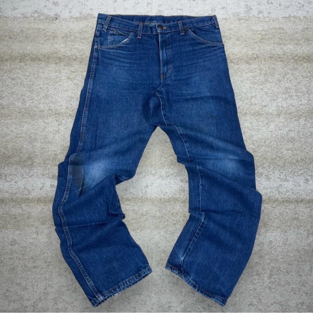 Vintage Dickies Jeans Dark Wash Work Wear Denim Black Label Relaxed Fit 90s